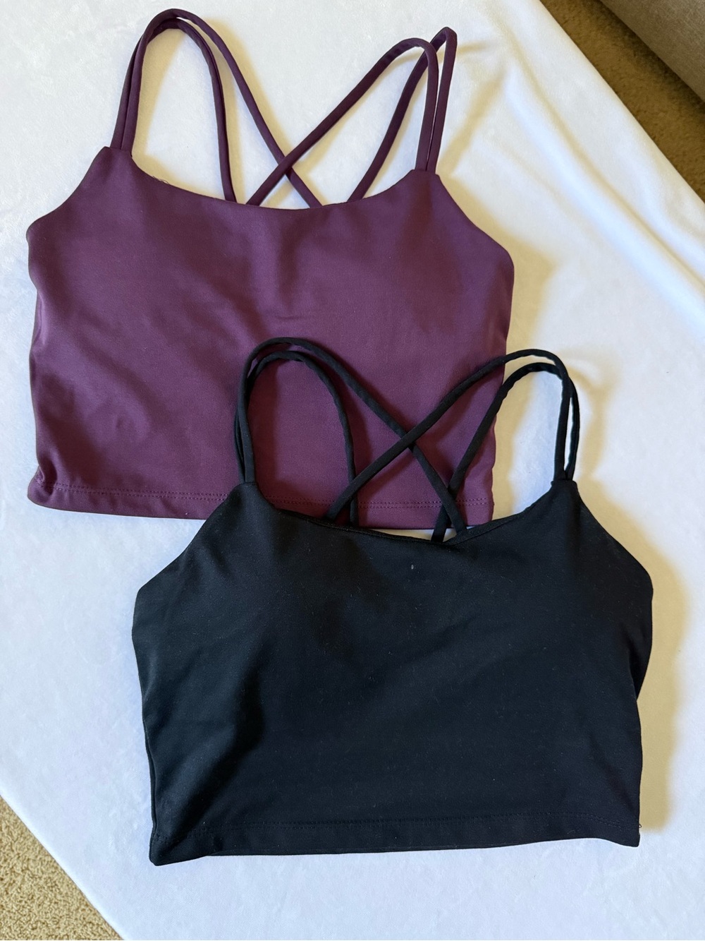 Mono B Strappy Bralette Duo in Plum and Black